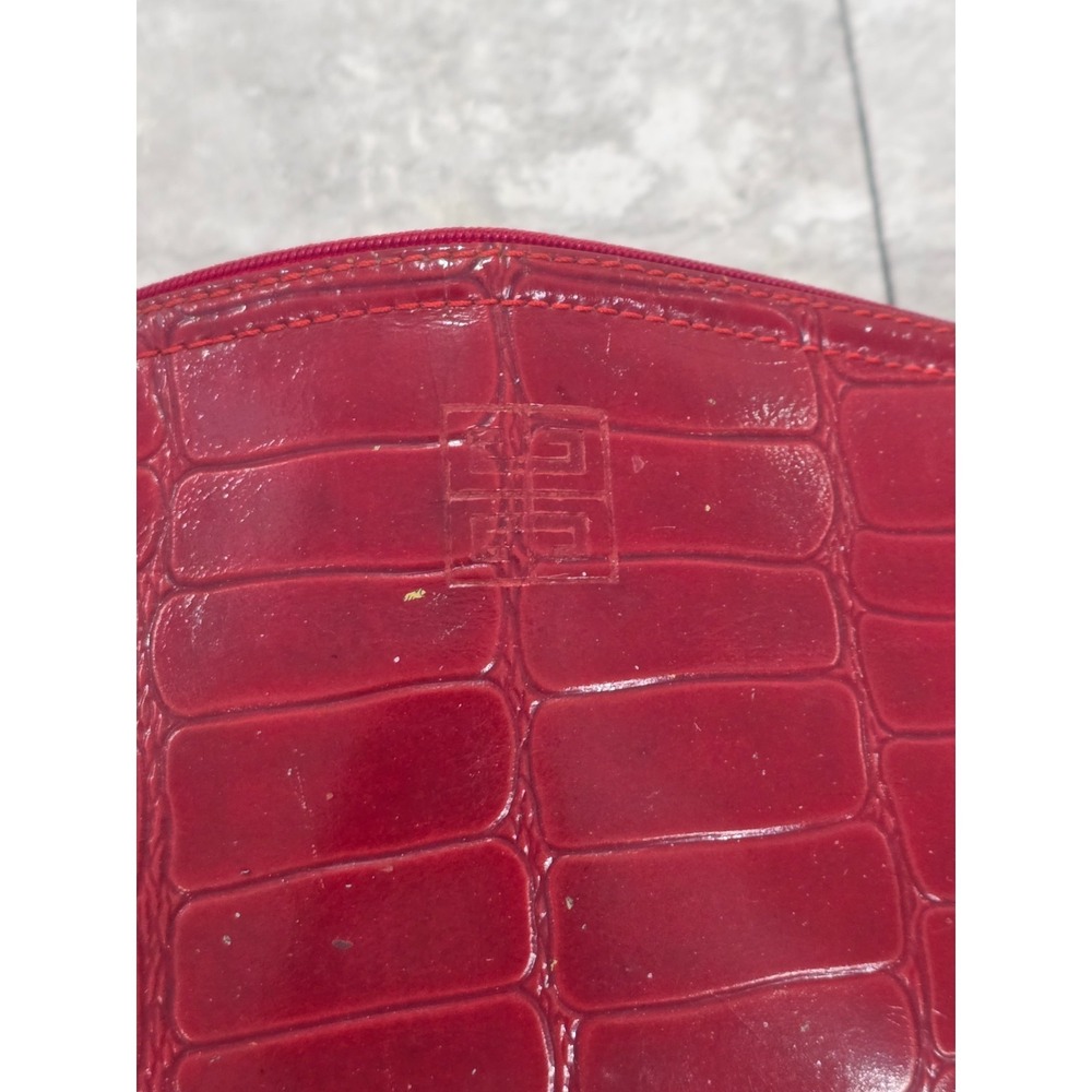 Givenchy Paris Medium Red Croc-Embossed Leather Pouch 7" x 4.5" - Picture 5 of 11